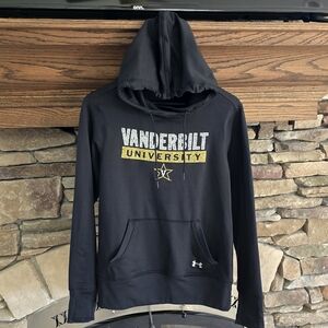 Under Armour Black Med Vanderbilt University Hoodie w Thumb Hole Excellent Cond.